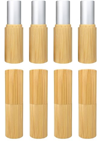 Wachsmann, Lippenstifthülsen leer, 8 Stück, Bambus Hülle, mit Gravur, DIY-Lippenbalsam selber machen Hülsen, 4,5 ml
