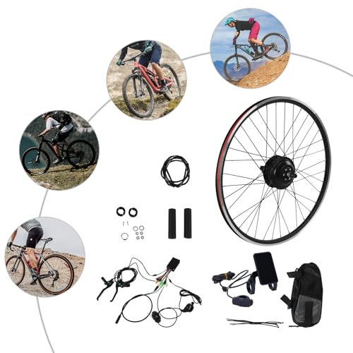 SuhoFutus Ebike konverteringssats, elmotor byggsats cykel konverteringssats, bakhjul konverteringssats, för 28/29 i cykel, 700C skivbroms V-broms bakhjul cykel, med justerbar växellåda
