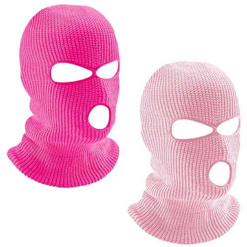 LINSOCLE 2 Piezas Pasamontañas Negro, Pasamontañas de 3 Agujeros, Balaclava Negro,Punto de Invierno Cubierta Facial cálida, Gorro de Esquí para Ciclismo Deportes al Aire Libre