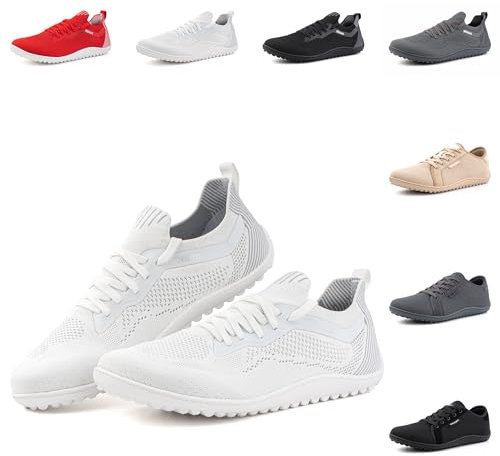Hitmars Barfussschuhe Barfußschuhe Damen Traillaufschuhe Barfuß Schuhe Outdoor Sneaker Trekkingschuhe Fitnessschuhe Zehenschuhe 1 Weiß EU 39