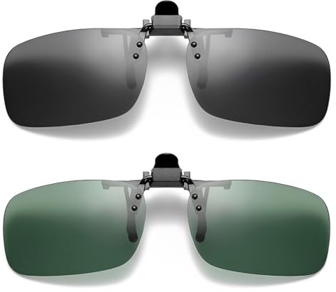 2 Piezas Polarizado Clip Unisex en Gafas de Sol para Anteojos Recetados, Buen Estilo de Clip Gafas de Sol para la Miopía Gafas al Aire Libre/Conducción/Pescar,clip gafas de sol