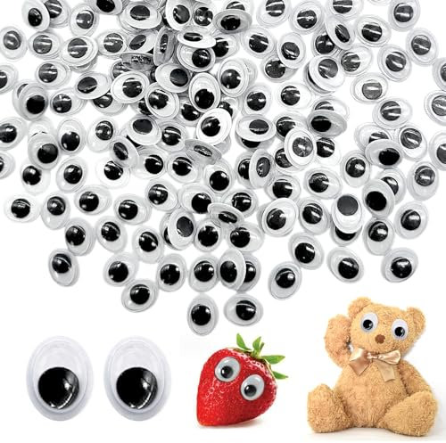 LUMOOM 300 Stück Selbstklebend Wackelaugen, Wiggle Eyes Augen Kunststoff Puppe Augen, Kulleraugen für Kunsthandwerk Dekoration, für DIY Scrapbooking Spielzeuge Zubehör (Schwarz)