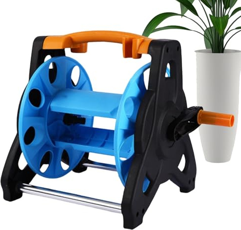 Carrete de manguera de jardín – enrollador de manguera de agua portátil, organizador de manguera de montaje en pared, manguera de patio manual, rollo Tidy, caja de manguera resistente, estante para