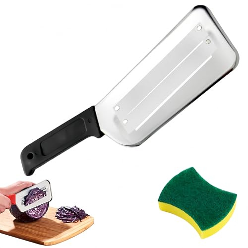Cortador en juliana de doble hoja de acero inoxidable, rebanador de repollo, rallador de cocina, rebanador multifuncional para chucrut y ensalada de col (Negro)