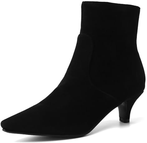 Qynthra Botines De Corte Mujer Tacón Grueso Punta Fina para Oficina Y Conjuntos De Noche Cuero Sintético Plantilla De Memoria,Negro,40 EU