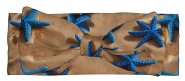 BLWSLC Cerchietto con fiocco stampato con stella marina blu, adatto per neonati, neonati e bambini, accessori per capelli con fiocco per bambini