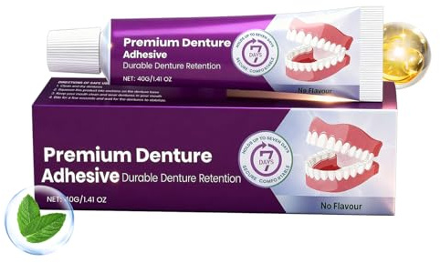 Mimoqk Pegamento para prótesis dentales – 40 g de adhesivo termoplástico, fuerte sujeción duradera para prótesis completas y parciales, fácil reparación diaria y ajuste de ajuste, crema adhesiva de
