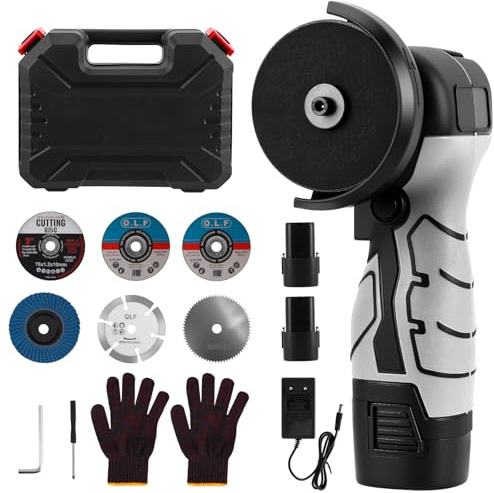 Mini Winkelschleifer,16.8V Akku Mini Flex mit 2x6000mAh Akkus,19800 U/min 6x76mm Schneidscheiben, Professional Mini Akku Winkelschleifer Set Geeignet zum Schneiden, Polieren und Schleifen