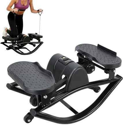 Mini stepper per l'esercizio a casa, passo a dondolo laterale per scale, attrezzatura cardio per tutto il corpo, esercizi di equilibrio con fasce di resistenza per uomini e donne, 49 x 27 x 23 cm