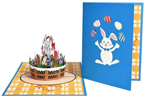 Générique Biglietto in 3D – Souvenir 3D di uova di Pasqua e coniglio, biglietto di ringraziamento per la festa di Pasqua, regalo per marito, fidanzata, madre, padre, insegnanti, amici, famiglia e