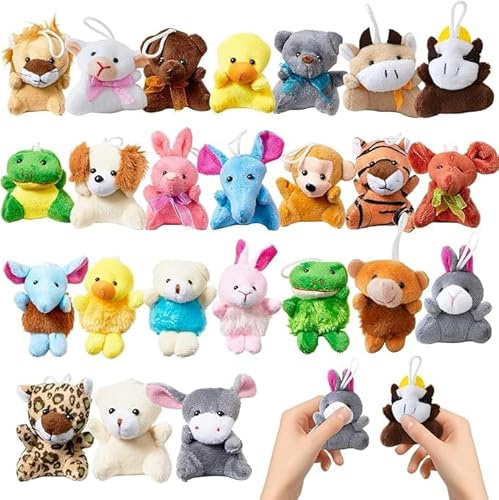 Foonary Mini peluche, 24 unidades de juguetes de peluche de la selva, pequeños peluches, obsequios de cumpleaños infantiles, regalos de invitados, relleno de Navidad, llavero de peluche para niños