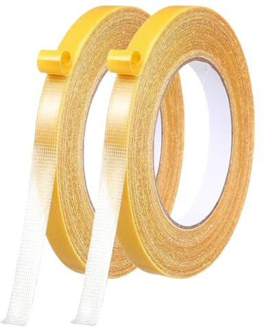 2 Ruban Thermocollant Double Face à Maille 1cmx10m, Ourlet Facile Sans Couture ni Repassage pour Pantalons, Vêtements et Rideaux, Bande Adhésive Résistante pour Textiles