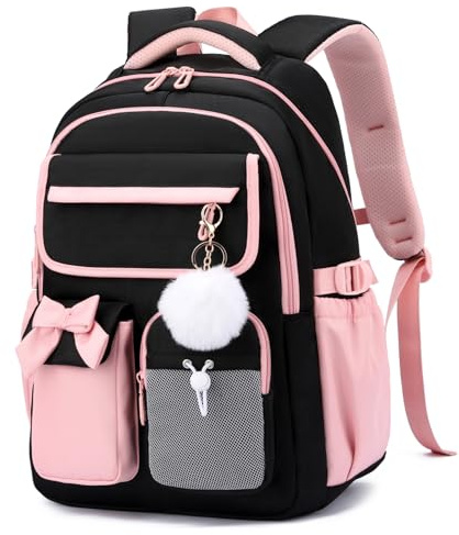 JANSBEN School Bag for Girls Water Resistant Oxford Rucksack Fits A4 Folders Lightweight Teenager Backpack with Anti-Theft Pocket and Chest Strap for Secondary School Campus Commute