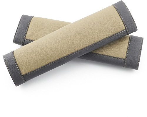 COFIT Almohadilla Cinturon Coche Protector Seguridad Microfibra Antiescape Silla Cubre Cinturón Cómoda, 2 Piezas, Beige