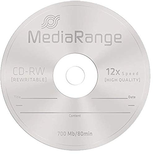5 MediaRange CD-RW 12x 700MB MR235 blank CD rewritable discs in Plastic Sleeves
