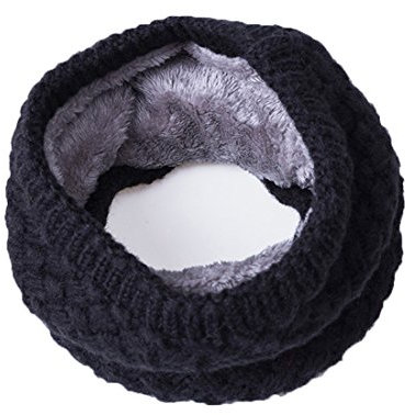 AISHNE Winter Loop Schal Damen Schlauchschal Rundschal Herren Loopshal Mit Pelz Wolle Schals Warme,Schwarz