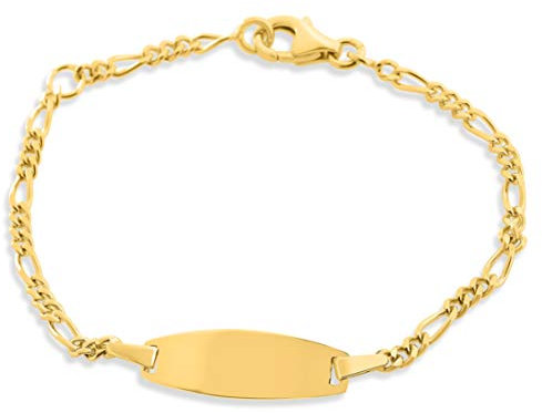 ID Kinderarmband Gold mit Gravur Taufe 925 Silber vergoldet Armband Babyarmkettchen Taufgeschenk personalisiert Taufschmuck Namensarmband Baby Kind kurz 12cm 14cm