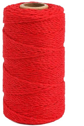 G2PLUS Red Cotton String Twine, 100M Gift Wrapping Bakers String, 2MM Handicrafts Decorative Cord Twine for DIY Gift Decorations