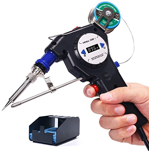 YIHUA 929D-II Soldering Gun Kit Motorized Industrial Automatic Solder Feeding with Digital Display, Temperature Contorl, Stabilization with 80g Solder Wire Soldering Kit