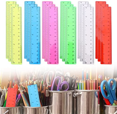 ZoeTekway Kunststoff Kleines Lineal Kinder Kleines Lineal Grundschule flexibel für Schulbedarf 1 Klasse (18 Stück Farbiges 15cm Lineal)