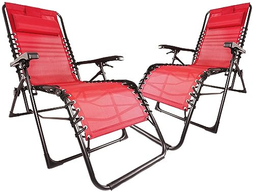 Ondis24 Gartenliege Multifunktionsliege Sonnenliege Relaxliege bis 110kg, UV- und witterungsbeständig (2, Rot, 84 x 65 x 109 (H) cm)