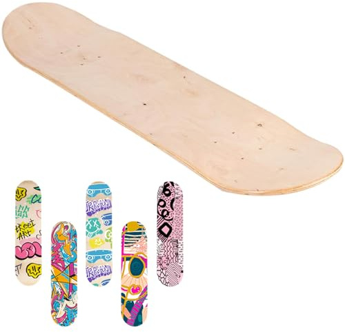 31 x 8 Inches Blank Wood Skateboard Deck, 7 Layer Maple Double Tail for Art Painting and Replacement