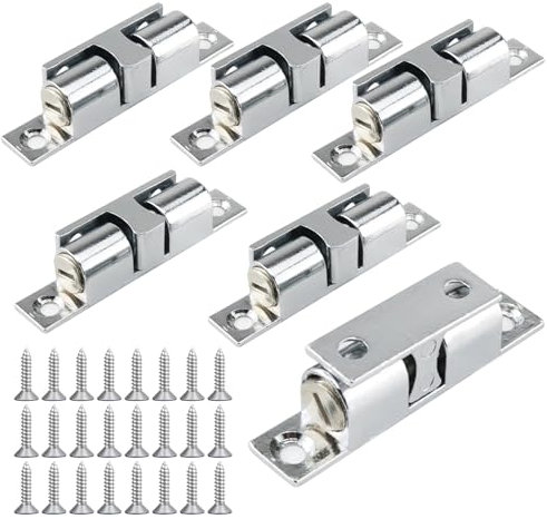 Yqhugbc 6 Piezas Doble Bola Pestillos, Doble Bola Pestillos de Armario, Doble Bola Pestillos Bola Acero, Ajustable Doble Bola Pestillos de Armario de Cobre, con Tornillos, para Armarios, Baño, Cajones