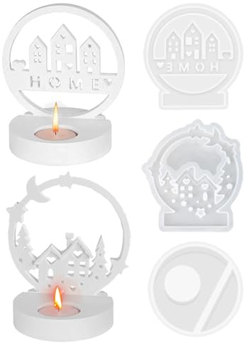 3 Stampi in Silicone per Colata Case,3D Stampo in Silicone,Stampi Silicone per Gesso Casette per La Casa per Candele Fai da Te per Candele Profumate,Stampo per Candele per Decorazioni Natalizie
