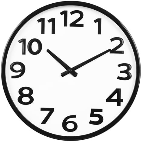 Horloge murale de 40,6 cm avec grands chiffres facile à lire, moderne et simple, fonctionne à piles, horloge analogique grande pour la maison, le bureau, le salon, la cuisine