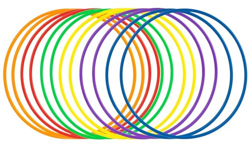 WOFEU 12 Stück Kunststoff Toss Ringe für Ring Toss Spiel,Toss Ringe Drinnen draußen Kinder Target Übungsspiele, Party Favor Spiele, Karneval, Garten (6 Farben-25cm)