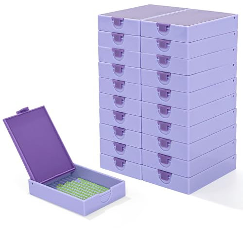 CATEARED 2-in-1 Stapelbare Diamant-Malerei-Tabletts mit Deckel, Aufbewahrungsbehälter für Diamantmalerei, Bastel- und Perlen-Aufbewahrungsbehälter (Hellesviolett, 20 piece Tray Kit)