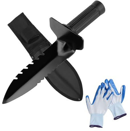 Garden Trowel with Gloves - Heavy Duty Spades for Gardening, Garden Spade for digging, Camping Shovel, Small Mini Hand Shovel, Metal Detecting Spade, Survival Outdoor Digging Tools Accessories