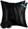 RUIKASI Satin Kissenbezug 80x80 Schwarz - 2er Set weicher Kopfkissenbezug wie Seidenkissenbezug 80x80cm für Haar und Haut mit 2 Haargummis, Bessere Pflege als Silk Pillow Case Pillow Cover