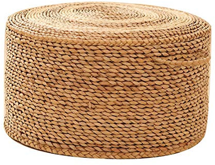 Pouf en paille de rotin tricotée à la main pour salon, tabouret rond fabriqué à la main avec siège en rotin tressé 100 % naturel