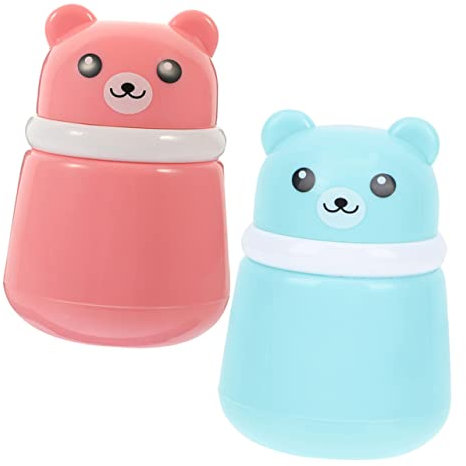 CIMAXIC 2stücke Süße Bären-puderquaste Flasche Cartoon Babypuder Box Tragbarer Leerer Puderbehälter Für Kleinkinder Lösung Für Babypuder Und Körperpuder Blau