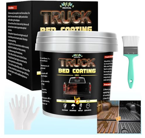Meuvcol Truck Bed Liner Paint, 1000ml Black Truck Bed Coating Kit For Car Bed, Trailer, Rust Resistant Roll On Bed Liner Coating With Brush & Gloves,Easy Application & Long-Lasting Textured Paint