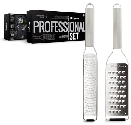 Microplane Professional Serie 2er-Set │ Enthält die Zester & Sehr Grobe Reibe │ Ultrascharfe Klingen │ Elegantes Edelstahl-Design, für tägliche Spitzenleistung, Perfekt für Käse, Zitrus, Schokolade