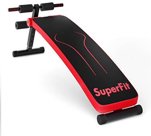 COSTWAY Sit Up bänk, vikbar, snedbänk, justerbar, träningsbänk kan belastas upp till 200 kg för sit-ups och benlyfter