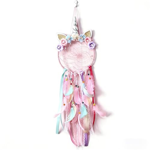 Atrapasueños Hecho a Mano Dreamcatcher Plumas, Atrapador de Sueños Dream Catcher para Decoración, Flores Coloridas para Colgar en la Pared, decoración de guardería, para Sala de Estar, Dormitorio