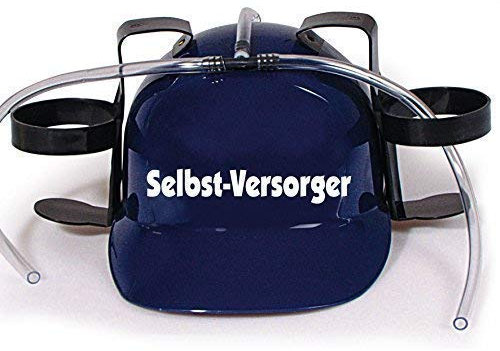 Trinkhelm Spaßhelm mit Printmotiv - Selbst-Versorger- 51651 - versch. Farben zur Wahl Farbe blau