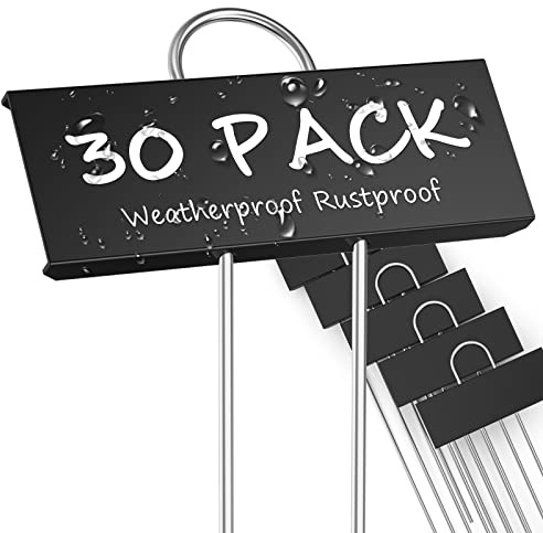 STARTOSTAR Lot de 30 étiquettes en métal pour plantes - Résistantes aux intempéries - Hauteur : 27,9 cm - Zone d'étiquette : 8,9 x 3,1 cm - Réutilisables - Pour légumes, herbes, fleurs, graines,