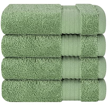 Cotton Paradise Toallas turcas 100% algodón para baño, 4 Toallas Suaves y absorbentes, Toallas de Mano pequeñas para el Cuerpo, paños de Lavado Verde Salvia