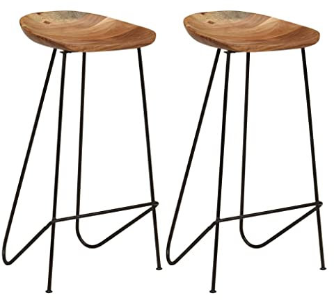 vidaXL Barhocker, 2 Stück, massives Akazienholz