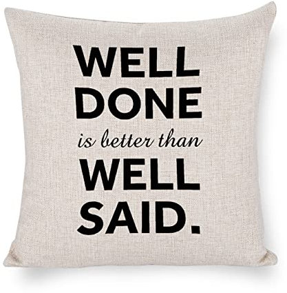 Well Done is Better Than Well Said. Kissenbezug, dekorativer Kissenbezug, Winter-Urlaubsdekorationen, rustikaler Überwurfkissenbezug für Sofa, Couch, Heimdekoration, 50,8 x 50,8 cm Kissenbezug
