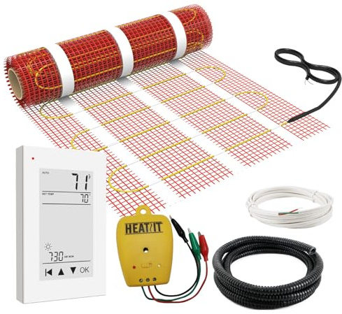 70 sqft HEATIT Warmmat Electric Radiant Self-adhesive Floor Heat Heating System & ET-72 Thermostat & Alarm Monitor