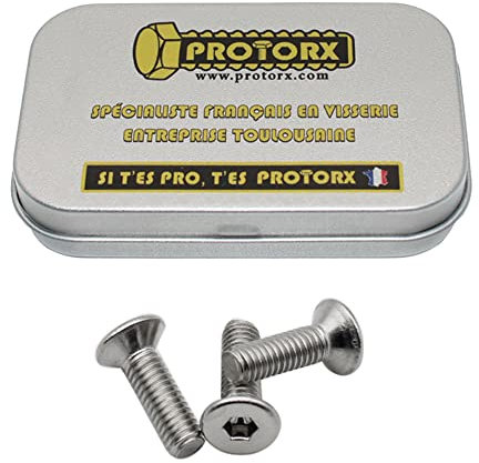 Vis Tete Fraisee M3 x 10mm : Boite 30 Pcs Vis Inox pour Rondelles Metal Ecrou | Vis 6 Pans Tete Cylindrique Fraisee Acier A2 | Vis à Tête Fraisée FHC Anti-Rouille - ISO 10642 | Boite Vis PROTORX