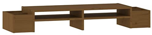 vidaXL Skärmställ honungsbrun 100x27,5x15 cm massiv furu, datorställ, bildskärmsställ för stationär dator, skrivbordshöjare, tangentbordsställ