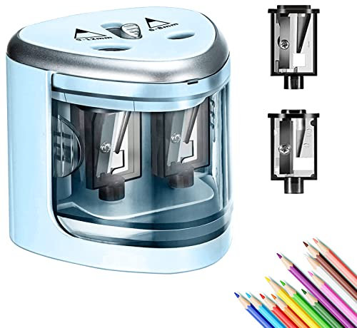REAQUE Elektrischer Anspitzer, Elektrischer Spitzer für Kinder Doppelloch für 6-8mm und 9-12mm, Elektrische Bleistiftspitzer für Schulen, Haushalte, Büros und Klassenzimmer, Kinderfreundlicher