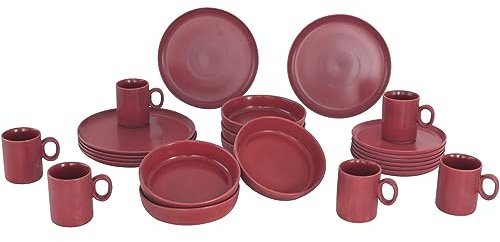 Van Well Porzellan Kombiservice MIKA 24 TLG. Porzellan Farbe Bordeaux