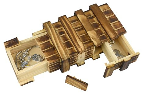 Coriver Hölz Magische Puzzleboxen, Magische Geschenkbox, Holz Puzzle Box mit 2 Geheimfächern, Puzzle Box für Schmuck Geld, Erwachsene Kinder Gehirn Teaser, Hochzeit Geburtstag Geschenk Rätselbox